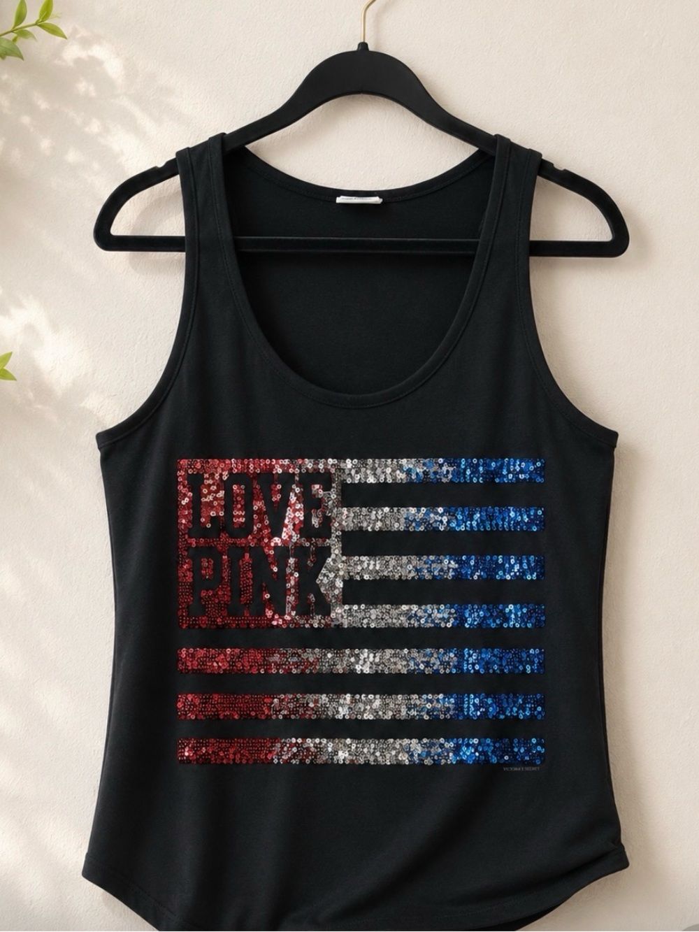 Victorias secret PINK American flag sequence tank top size M